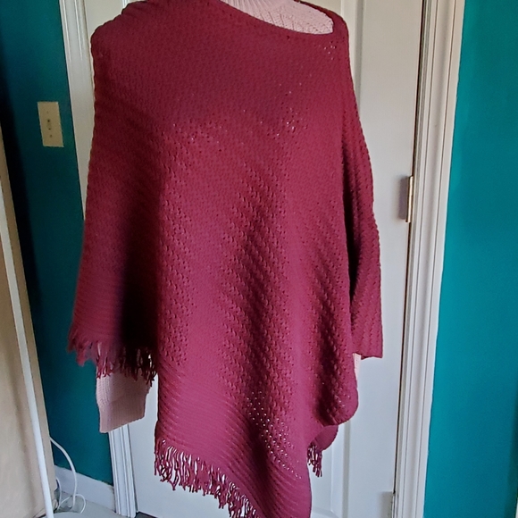 J. Jill Sweater Poncho Burgundy One Size - Picture 5 of 9